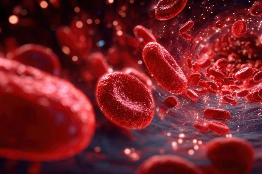 red blood cells inside vessel